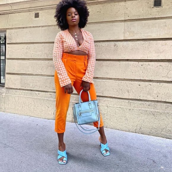 ZARA PADDED HEELED BLUE SHEEP LEATHER SANDALS - Picture 2 of 16